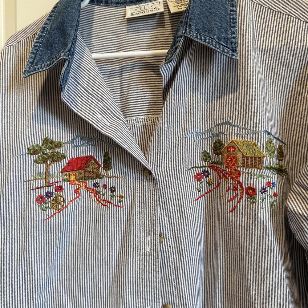 Vintage Basic Editions Medium Women's Button-Up S… - image 2